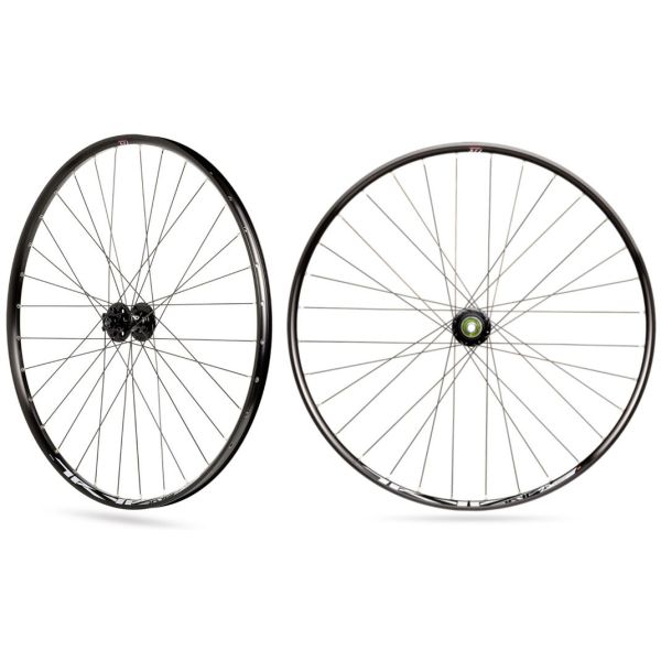 Rodi - Wielset tryp 25 27.5" voorwiel steekas 15x100 en achterwiel snelspanner 9x135 - 6 bouts remschijfbevestiging - 8/9/10/11 speed - zwart