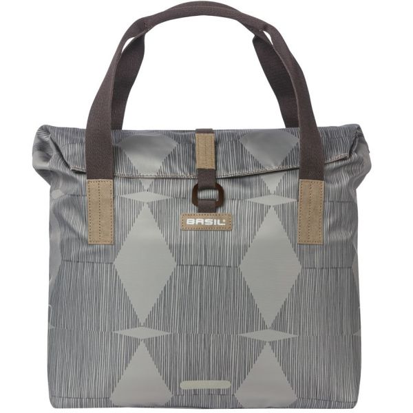 Basil Elegance Fietshopper, animal vert, repliement de retenue à l'eau, manège / bretelles à main / épaule, 20-26L, taupe