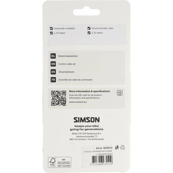 Simson - remkabelset compleet universeel zwart