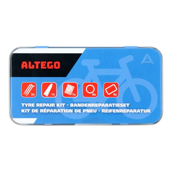 Altego - Altego Reparatieset 17-delig voor fietsbanden - in metalen doos
