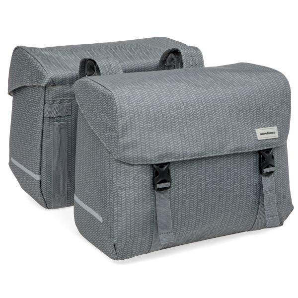 Burgers - new looxs new looxs ® nima mondi joy double - dubbele fietstas - geschikt voor elke bagagedrager - ook voor electrische fietsen - 100% gerecycled polyester - stevig, ruim en vormvast - 38l – grijs