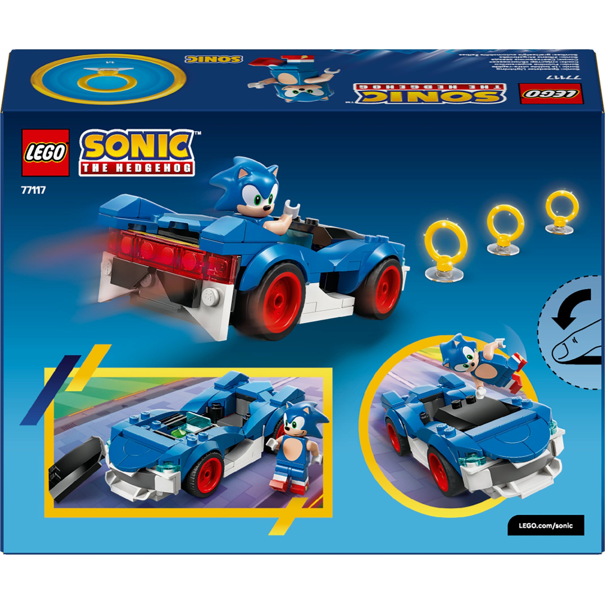 Lego sonic the hedgehog - sonic's car: speedster lightning constructiespeelgoed (77117)