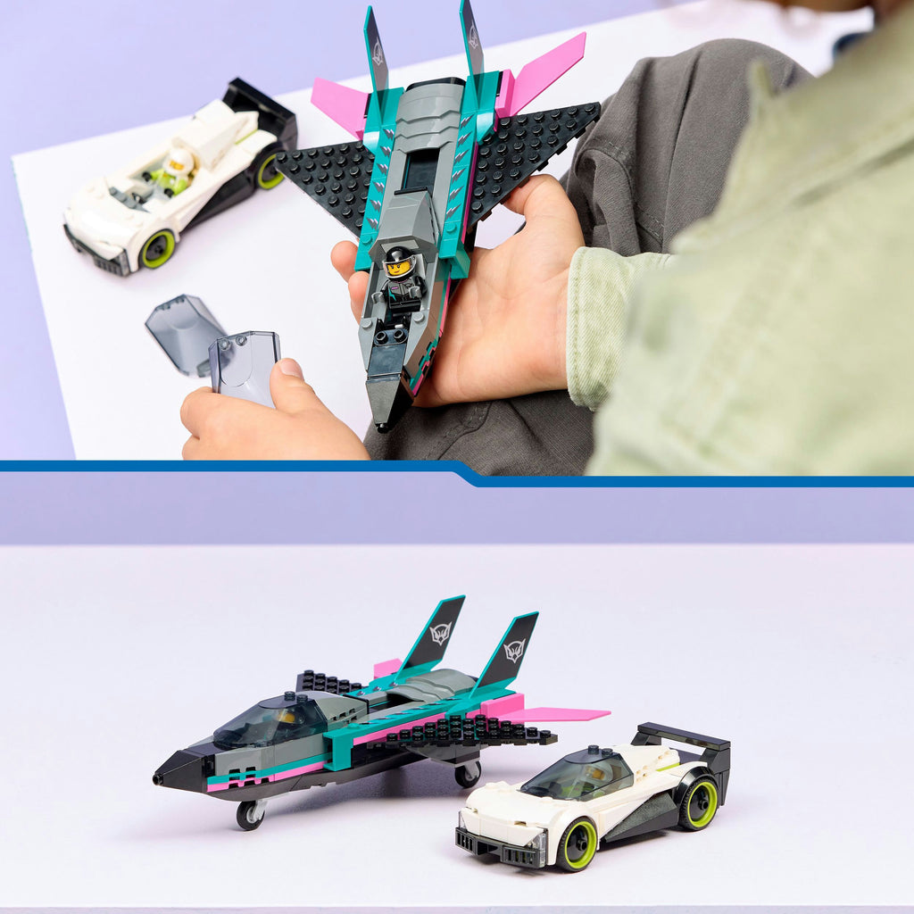 Lego city jet vs. car6 constructiespeelgoed