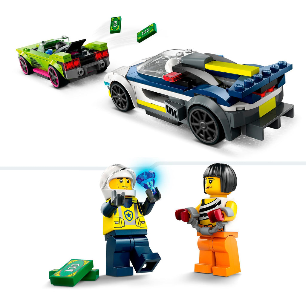 Lego city 60415 politiewagen en snelle autoachtervolging