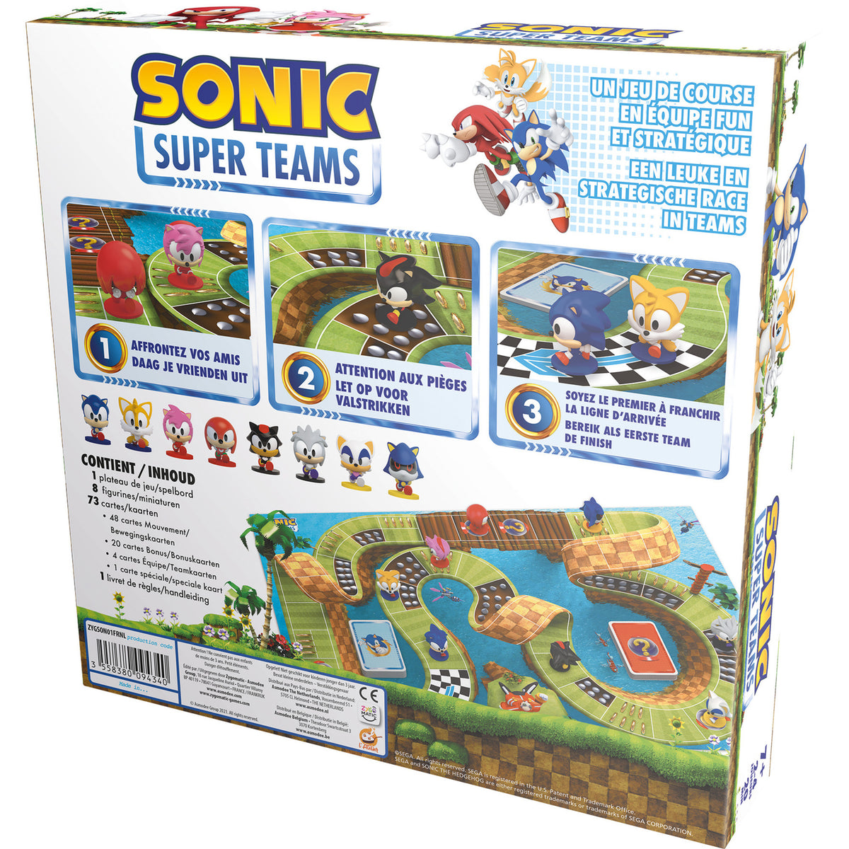 Asmodee sonic super teams bordspel - race met sonic en vrienden - inclusief 8 miniaturen