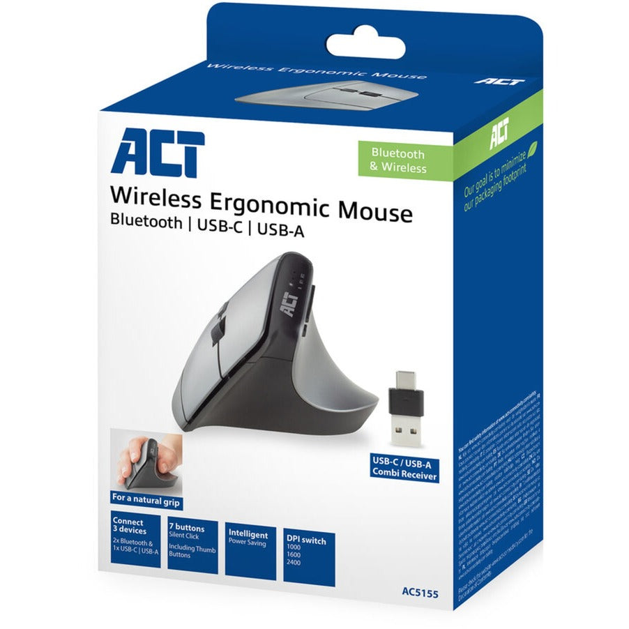 Act draadloze muis ac5155 bluetooth zwart, zilver