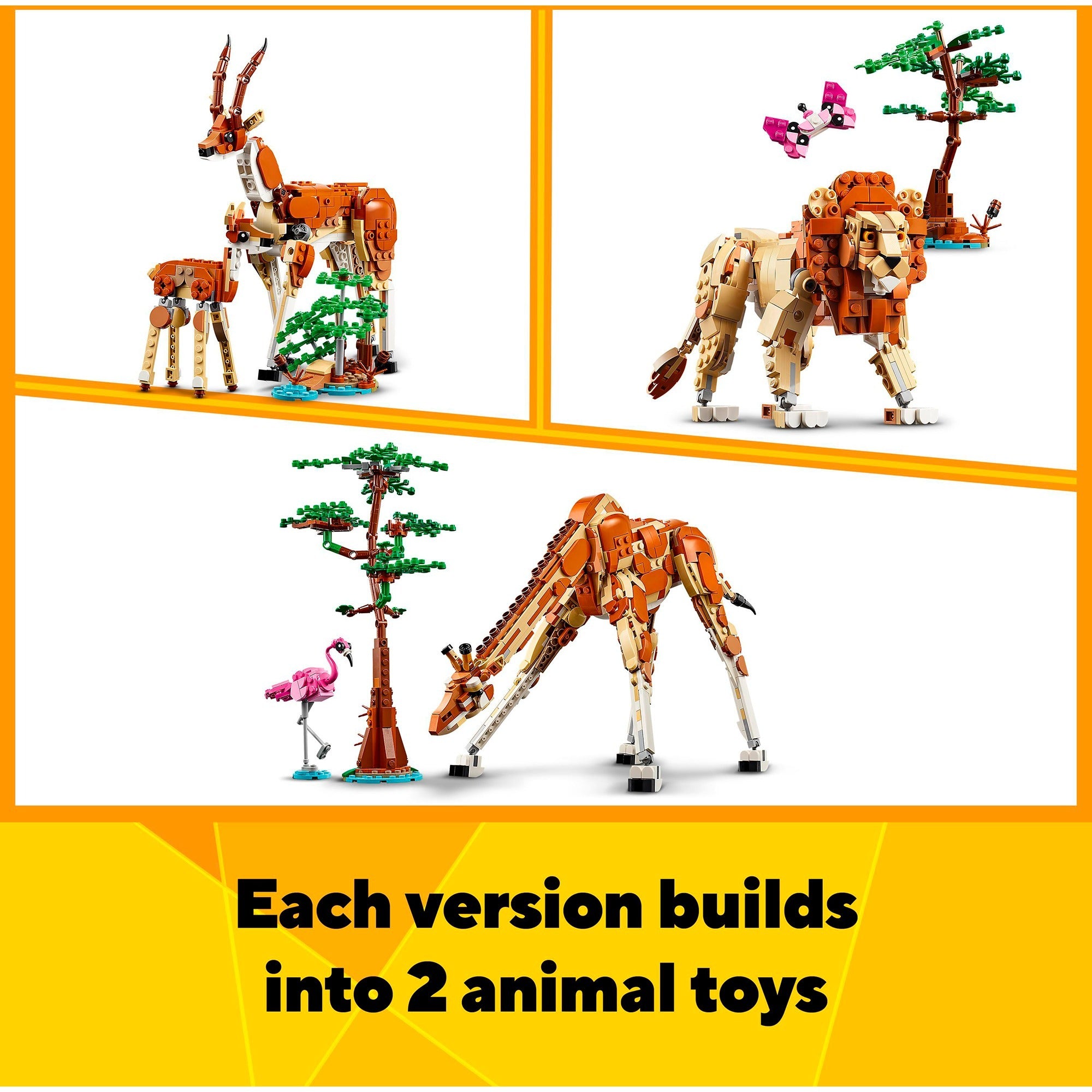 LEGO - creator 3in1 safaridieren speelgoed set met giraffe gazelles en leeuw 31150