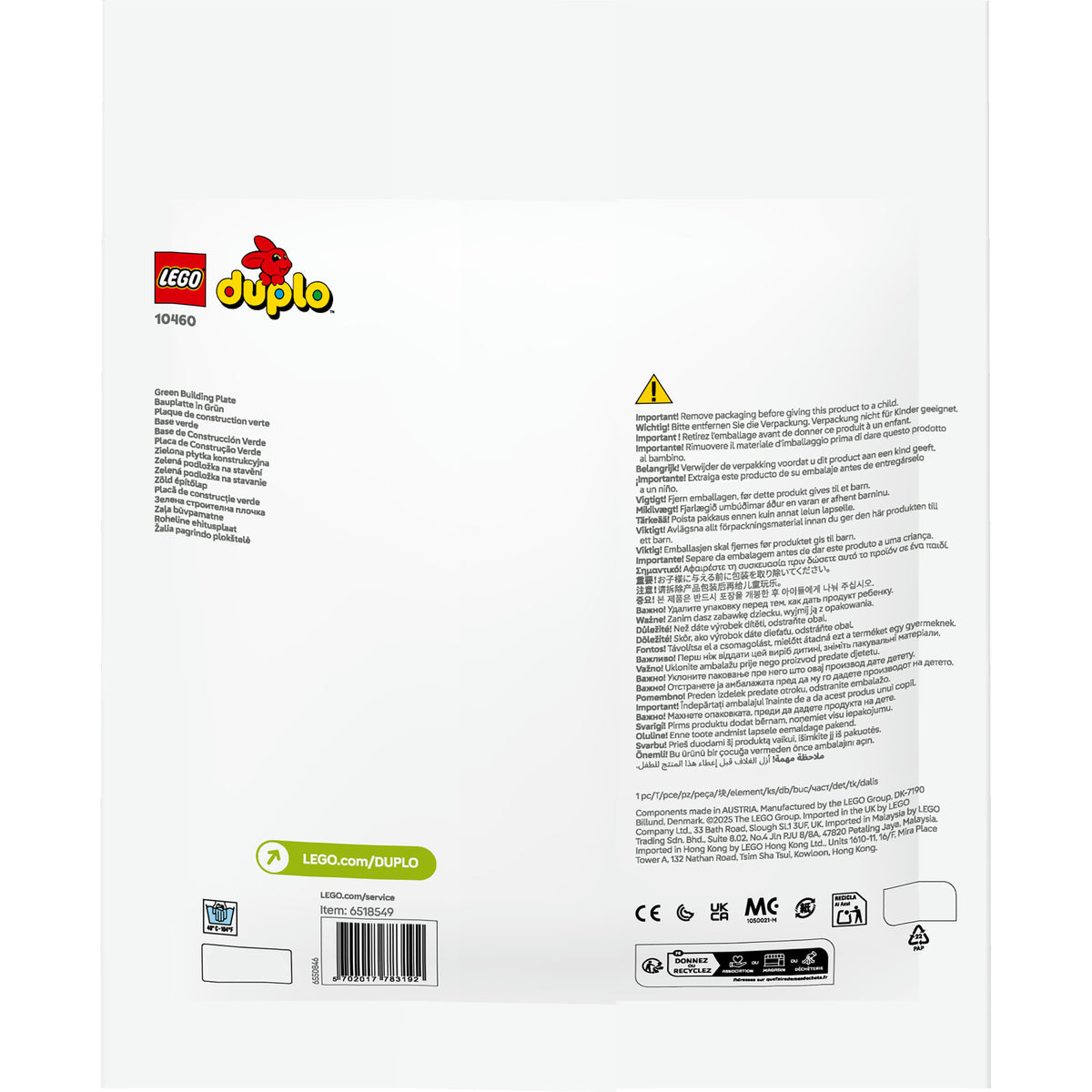 Lego duplo groene bouwplaat creatief en educatief speelgoed voor peuters 10460