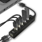 ACT Connectivity - ACT Connectivity usb hub 7 port met aan- en uit schakelaar usb-hub (zwart)