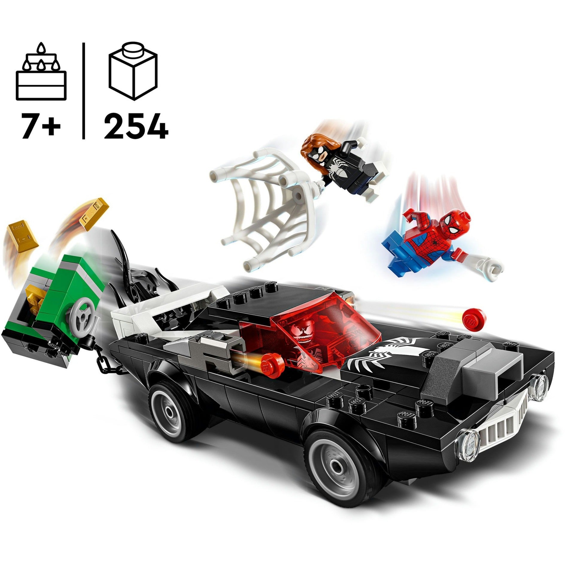Lego super heroes 76309 spider-man vs. venoms klassieke auto