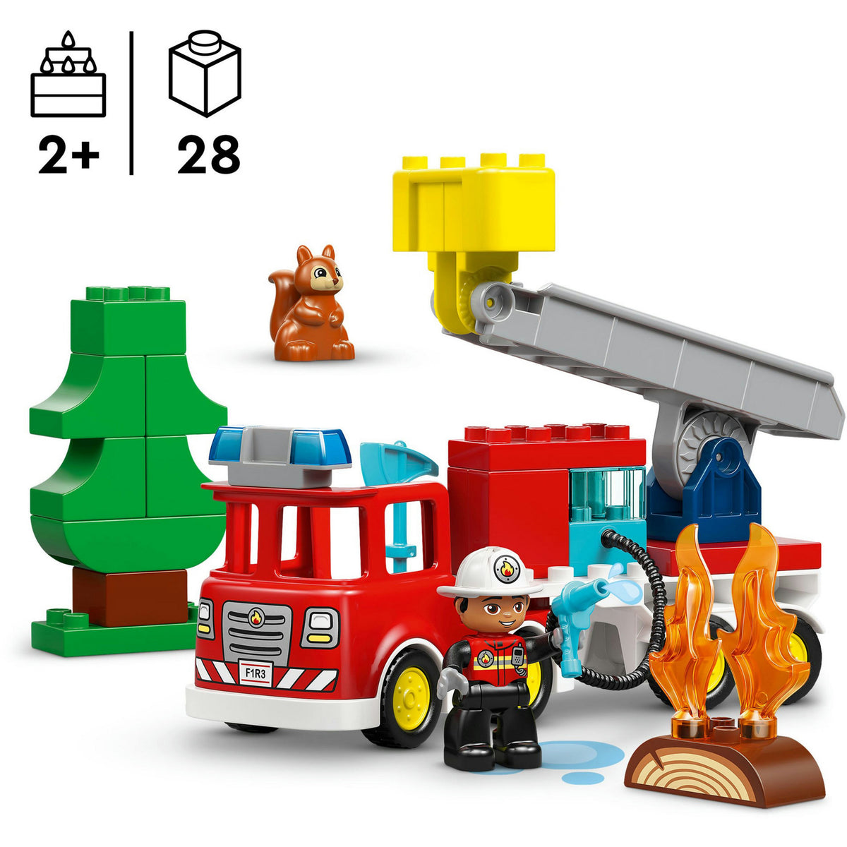 Lego duplo brandweertruck met slang en brandweerman educatief speelgoed voor kinderen 10473