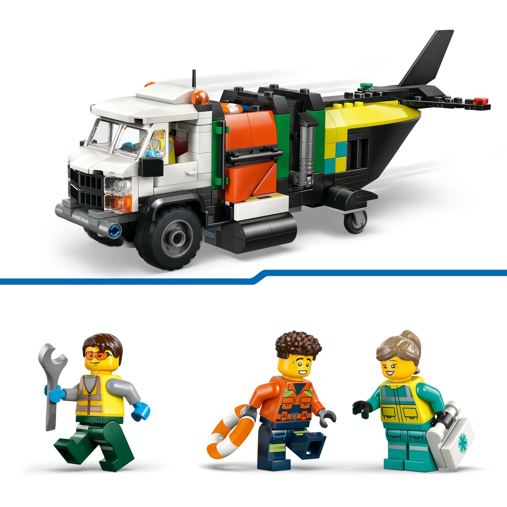 Lego city 60505 vliegtuig, servicewagen en hovercraft remix