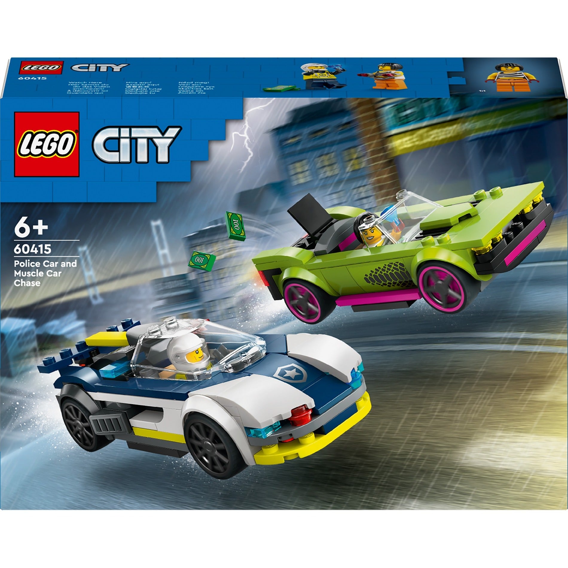 Lego city 60415 politiewagen en snelle autoachtervolging