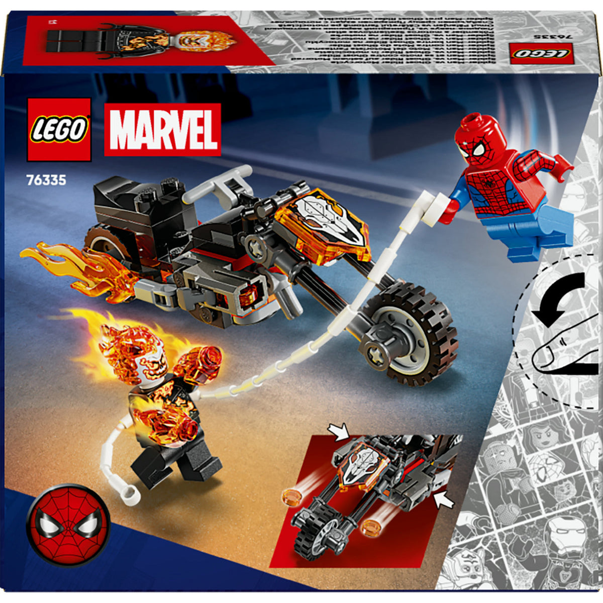 Lego marvel spider-man vs. ghost rider motor speelgoed voor kinderen 76335