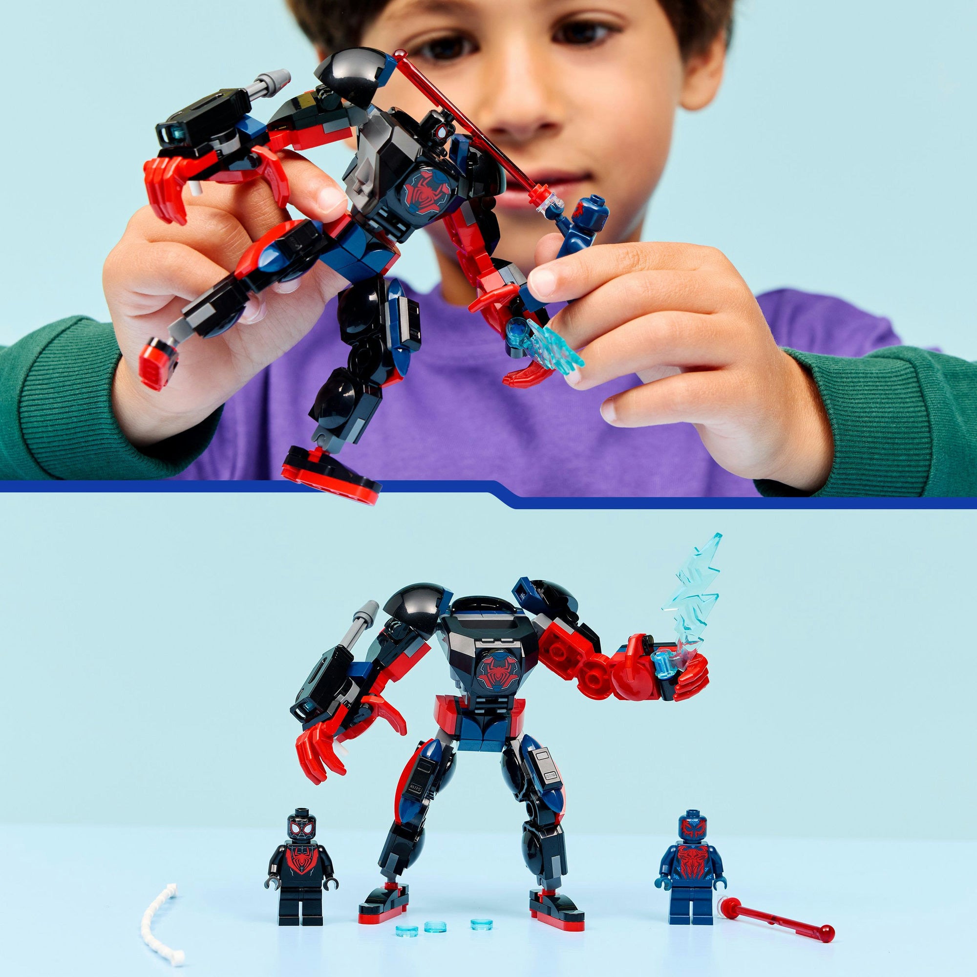 Lego marvel 76337 miles morales mecha vs. spider-man