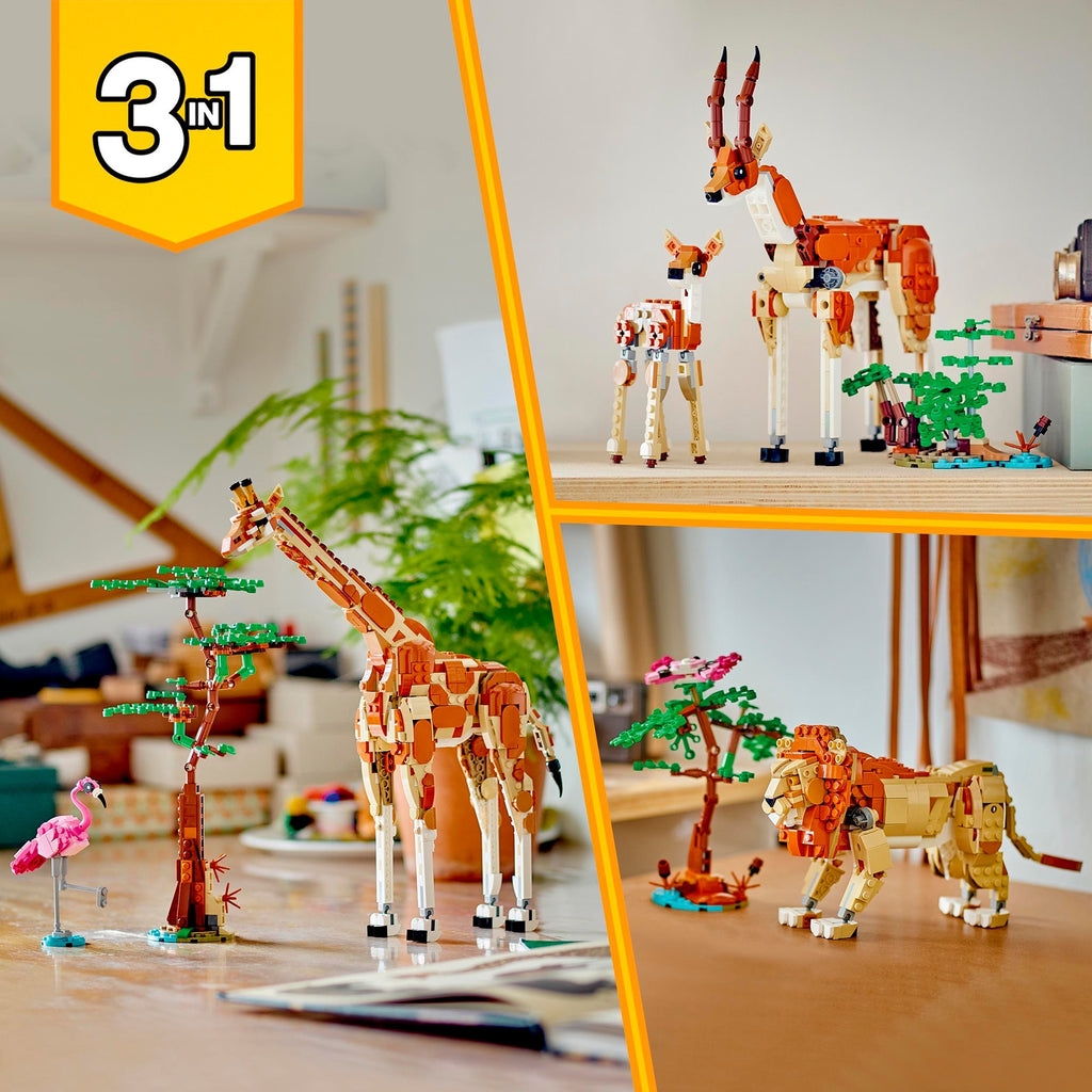 LEGO - creator 3in1 safaridieren speelgoed set met giraffe gazelles en leeuw 31150