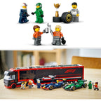 Lego city 60445 f1 truck met rb20 en amr24 f1 auto's