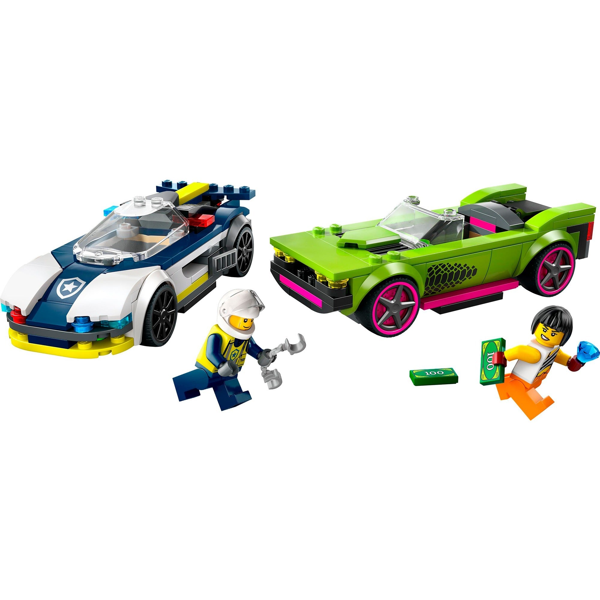 Lego city 60415 politiewagen en snelle autoachtervolging