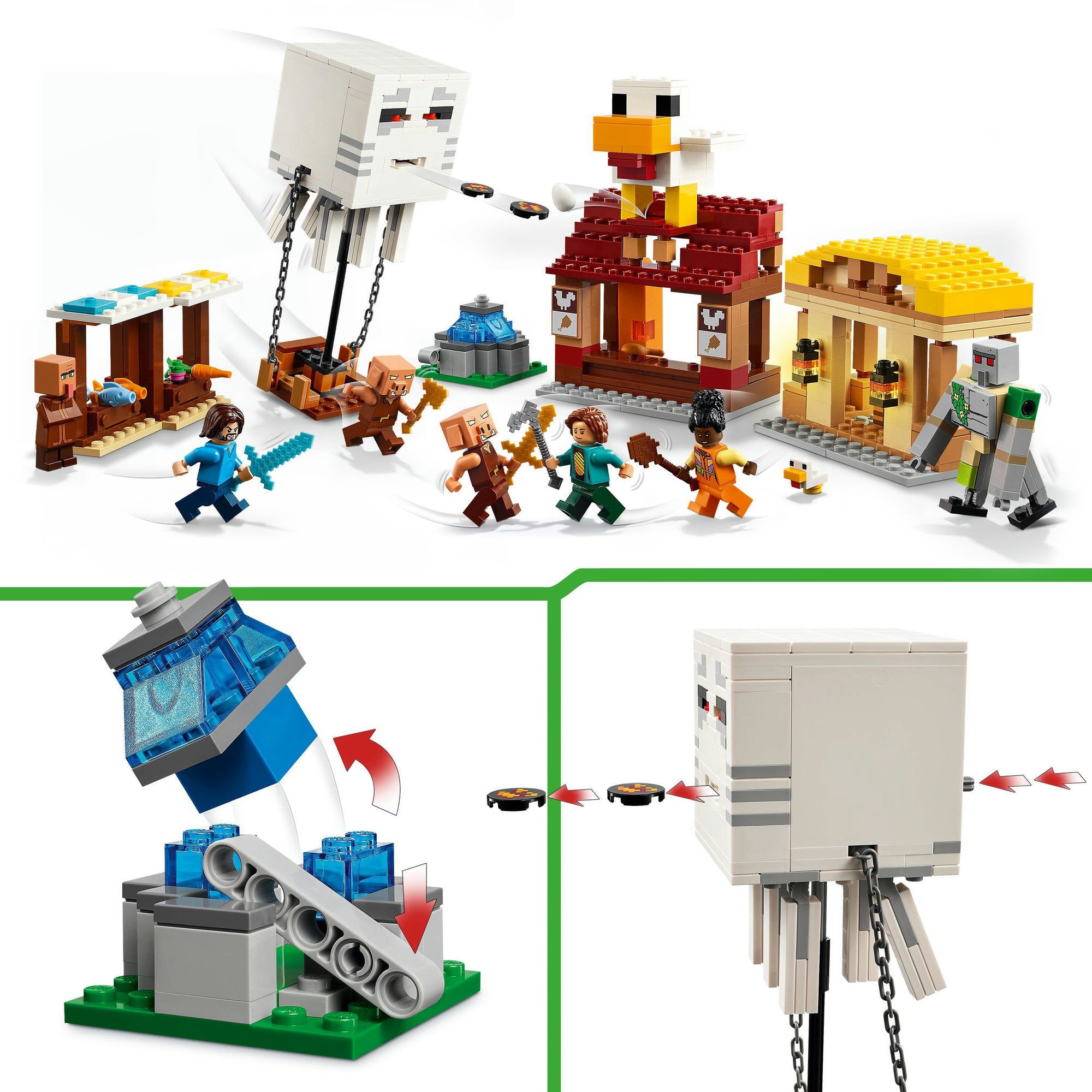 Lego minecraft 21273 de ghast-ballon aanval op het dorp