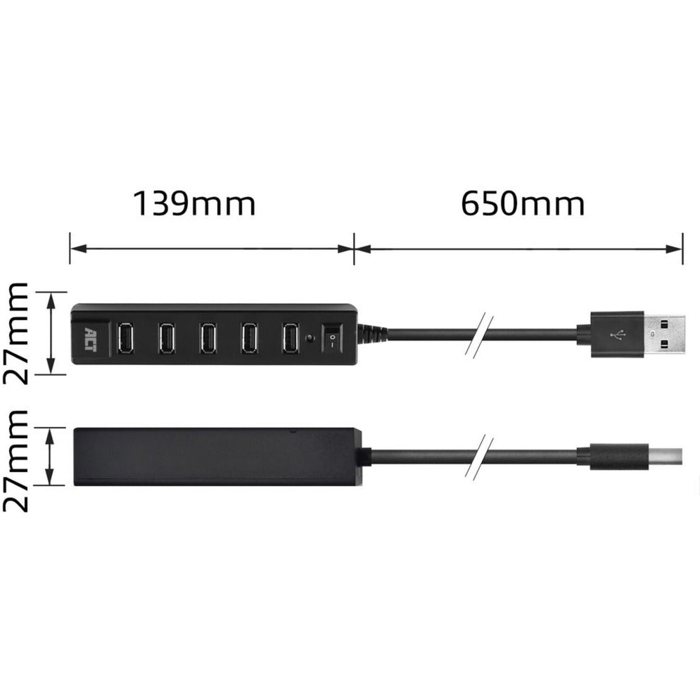 ACT Connectivity - ACT Connectivity usb hub 7 port met aan- en uit schakelaar usb-hub (zwart)