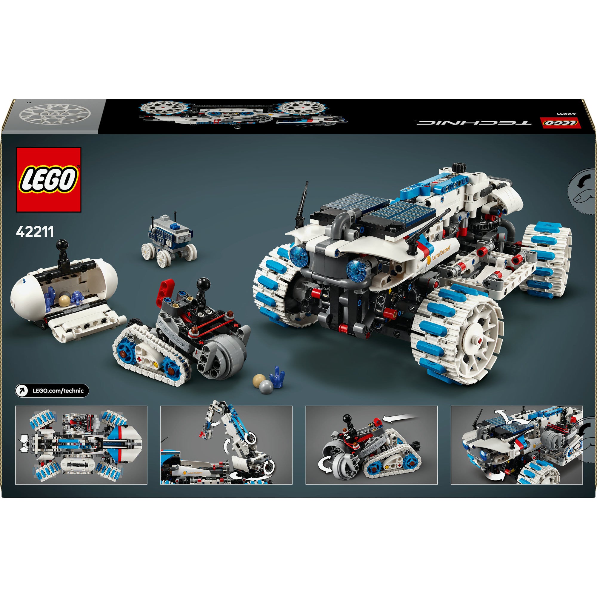 Lego technic 42211 lunar outpost maanrover ruimtevoertuig