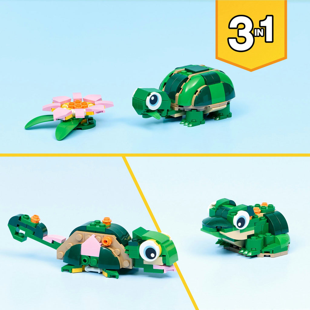 LEGO - ® creator 3in1 schildpad met waterlelie - speelgoedmodel - bouw om tot kameleon of kikker - 31377