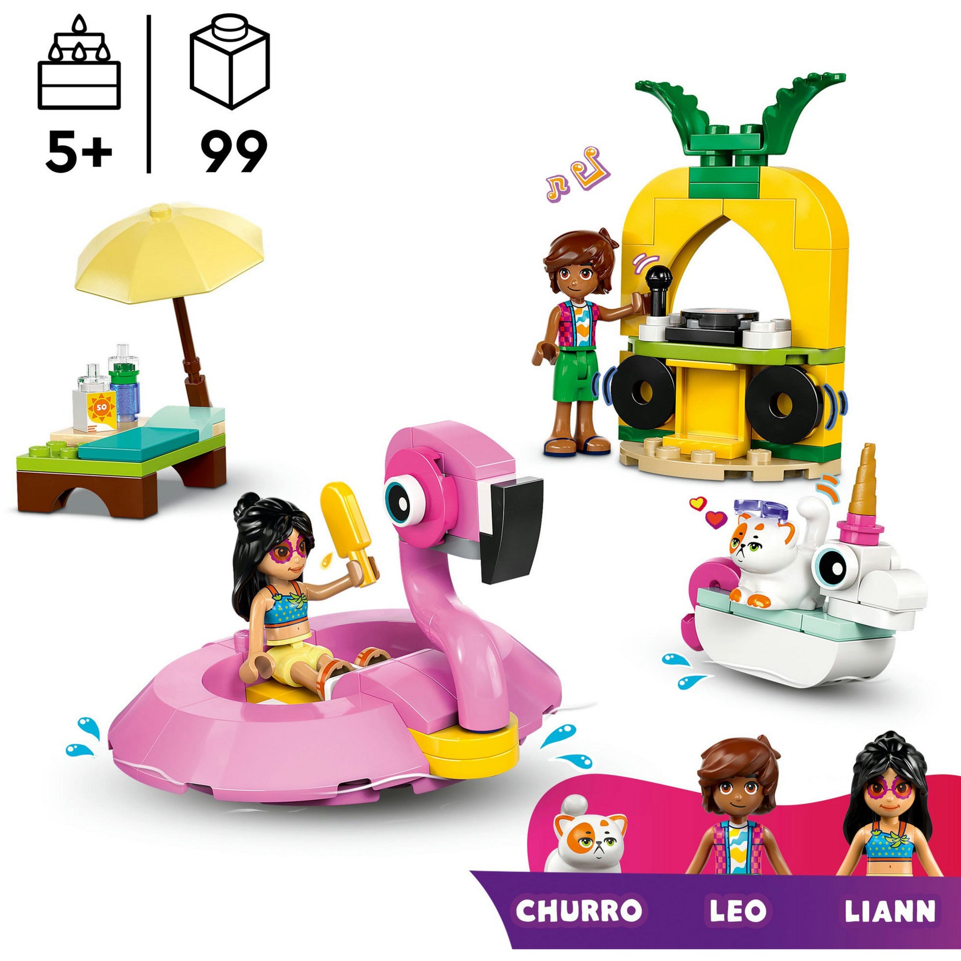 LEGO - friends 42658 zwembadfeestje met flamingo en eenhoorn