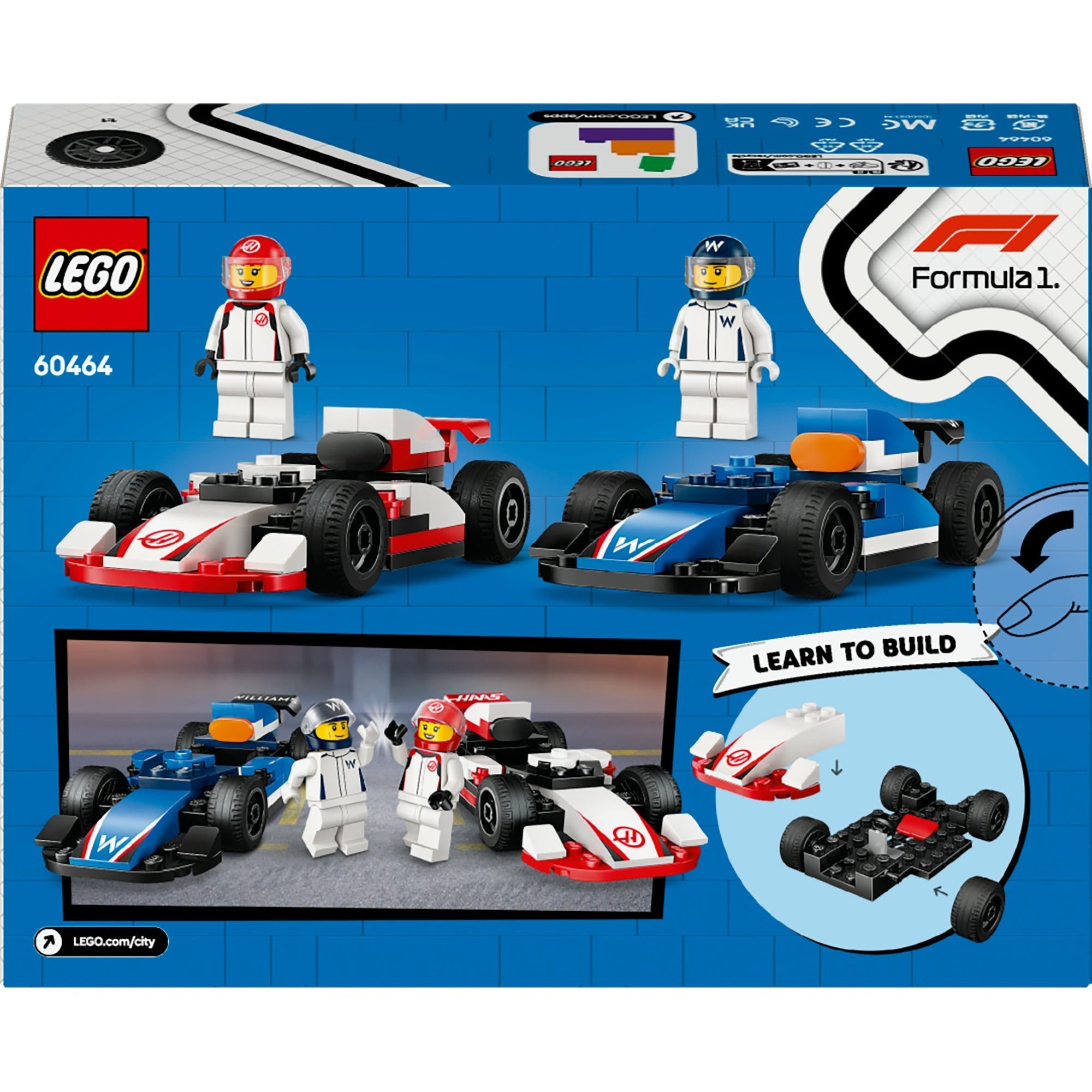 LEGO - city f1 williams racing en haas f1 racewagens - 60464