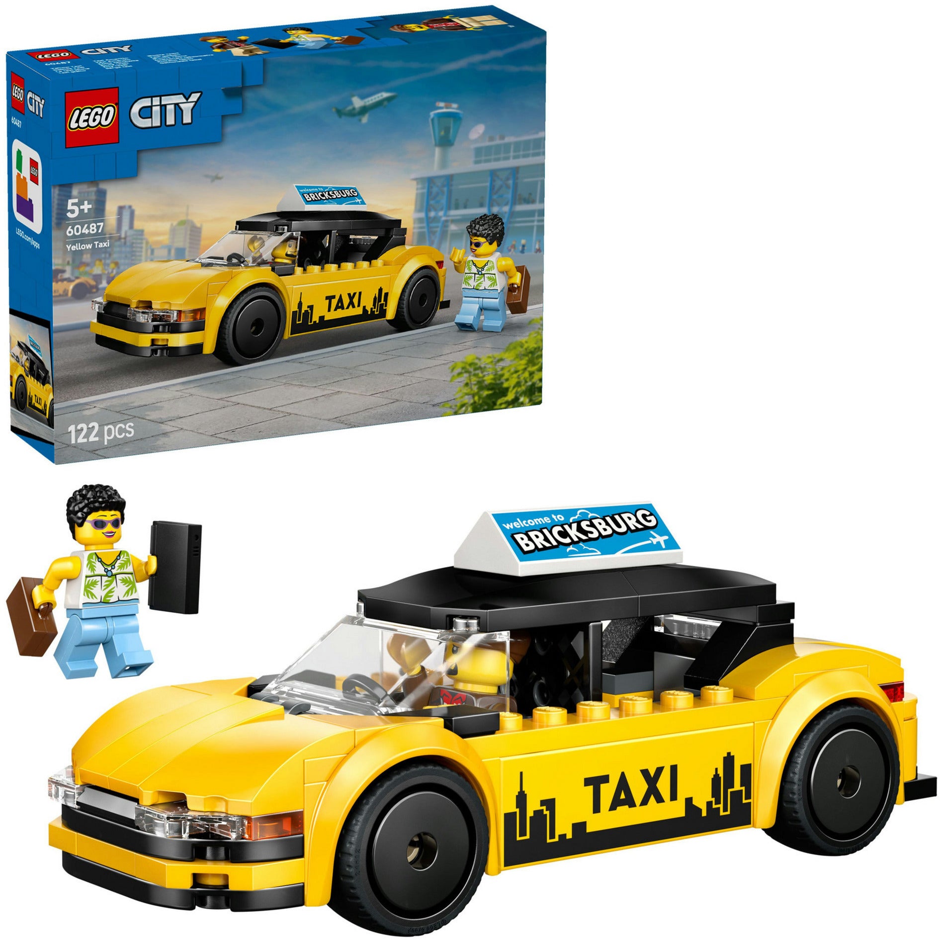 LEGO - ® city gele taxi - modelautobouwset met 2 minifiguren - klassieke speelgoedtaxi - 60487