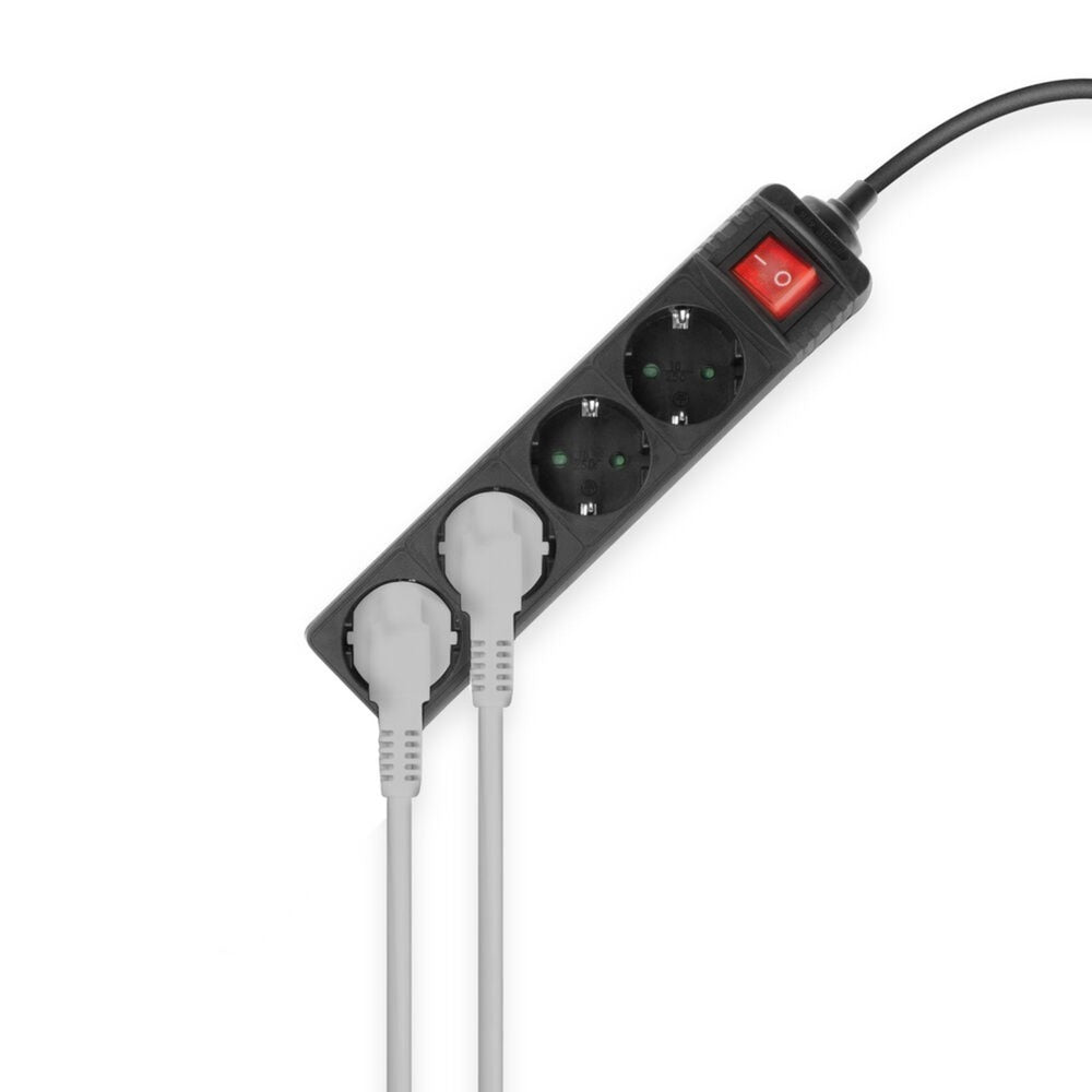 Act connectivity act stekkerdoos met lichtgevende schakelaar, 4 sockets, 2 m, zwart ac2440