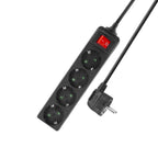 ACT Connectivity - ACT Connectivity stekkerdoos met lichtgevende schakelaar 4 sockets 2 m zwart stekkerdoos (zwart)