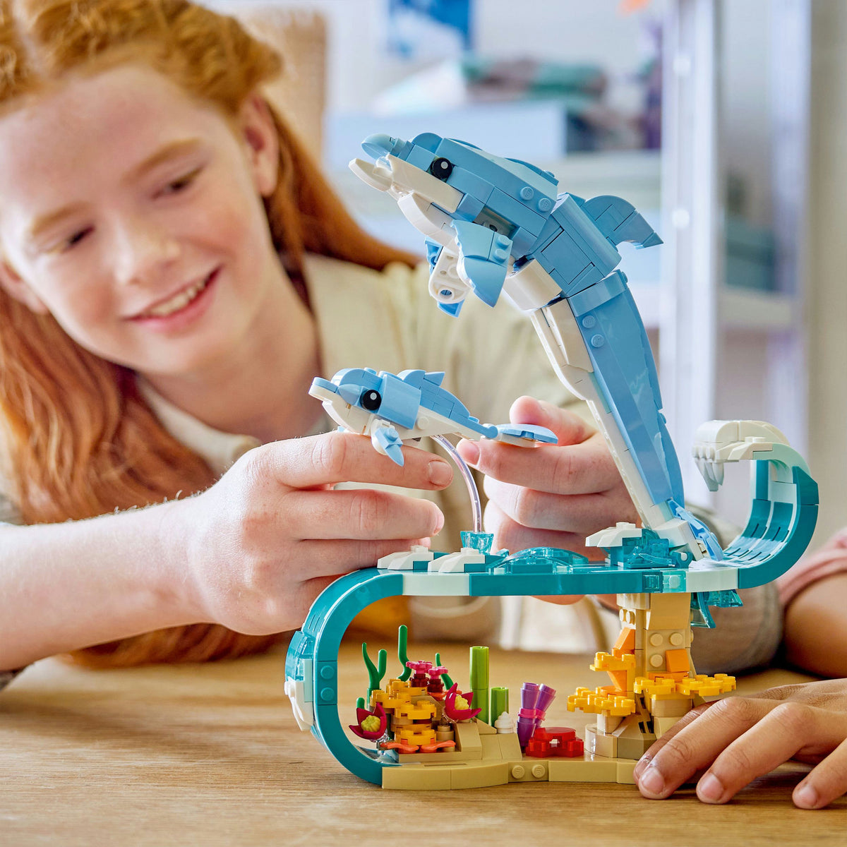 Lego ® creator 3in1 zeedieren: prachtige dolfijnen - bouw om tot een zeepaardje of krab - 31385