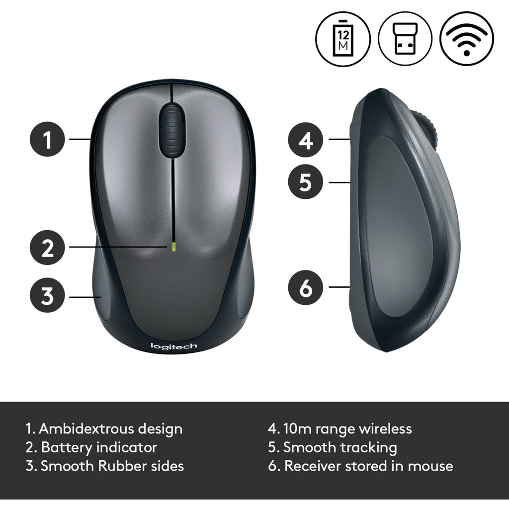 Muis draadloos logitech m325 grijs