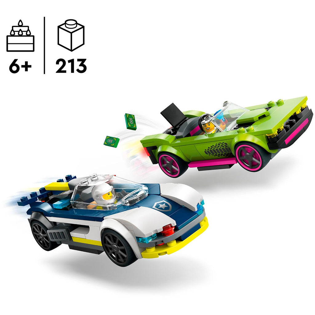 Lego city 60415 politiewagen en snelle autoachtervolging