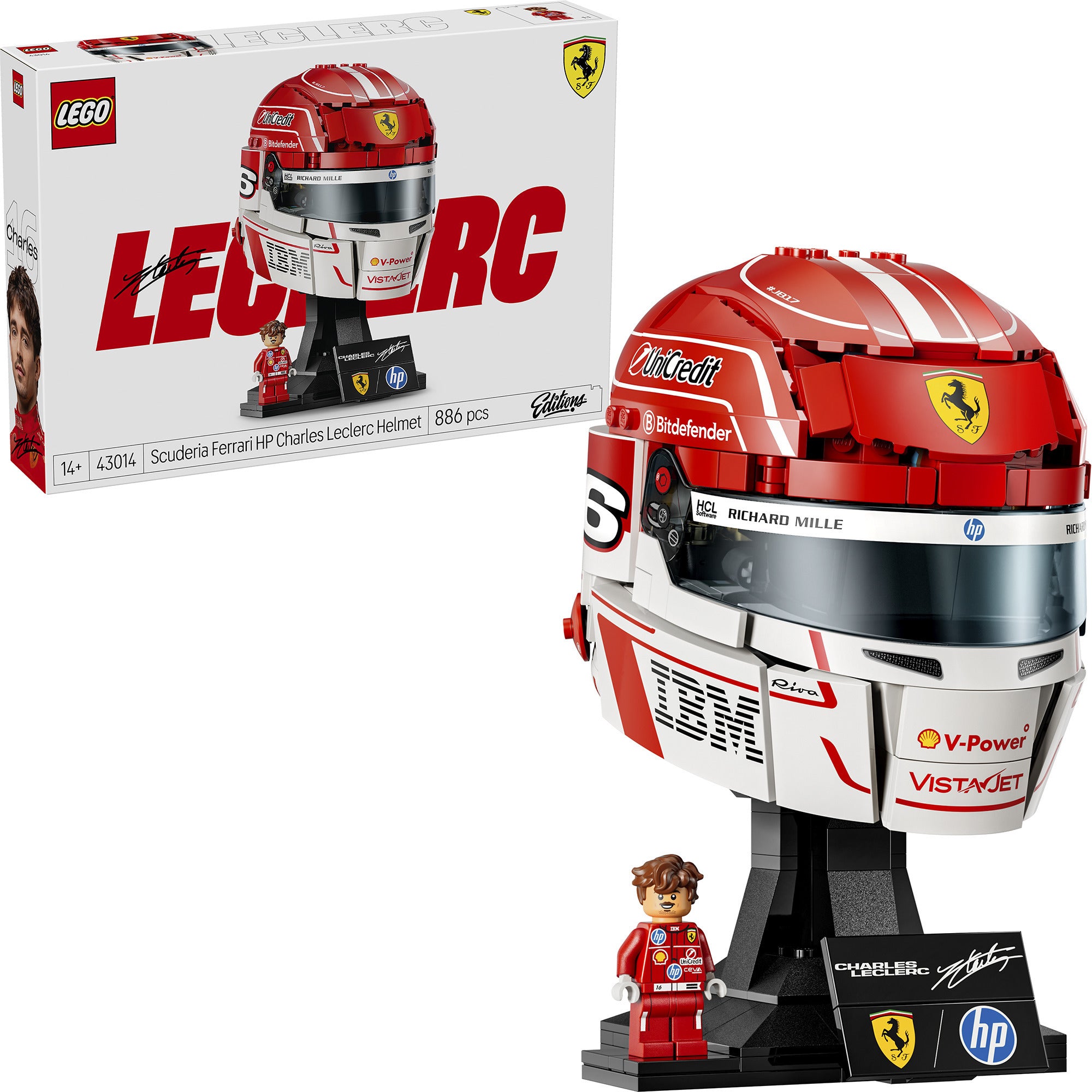 Lego editions scuderia ferrari hp helm van charles leclerc - 43014
