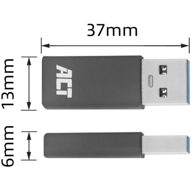 ACT Connectivity - ACT Connectivity usb-a naar usb-c adapter (donkergrijs)