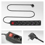 ACT Connectivity - ACT Connectivity Act stekkerdoos met lichtgevende schakelaar 6 sockets 3 m zwart ac2465
