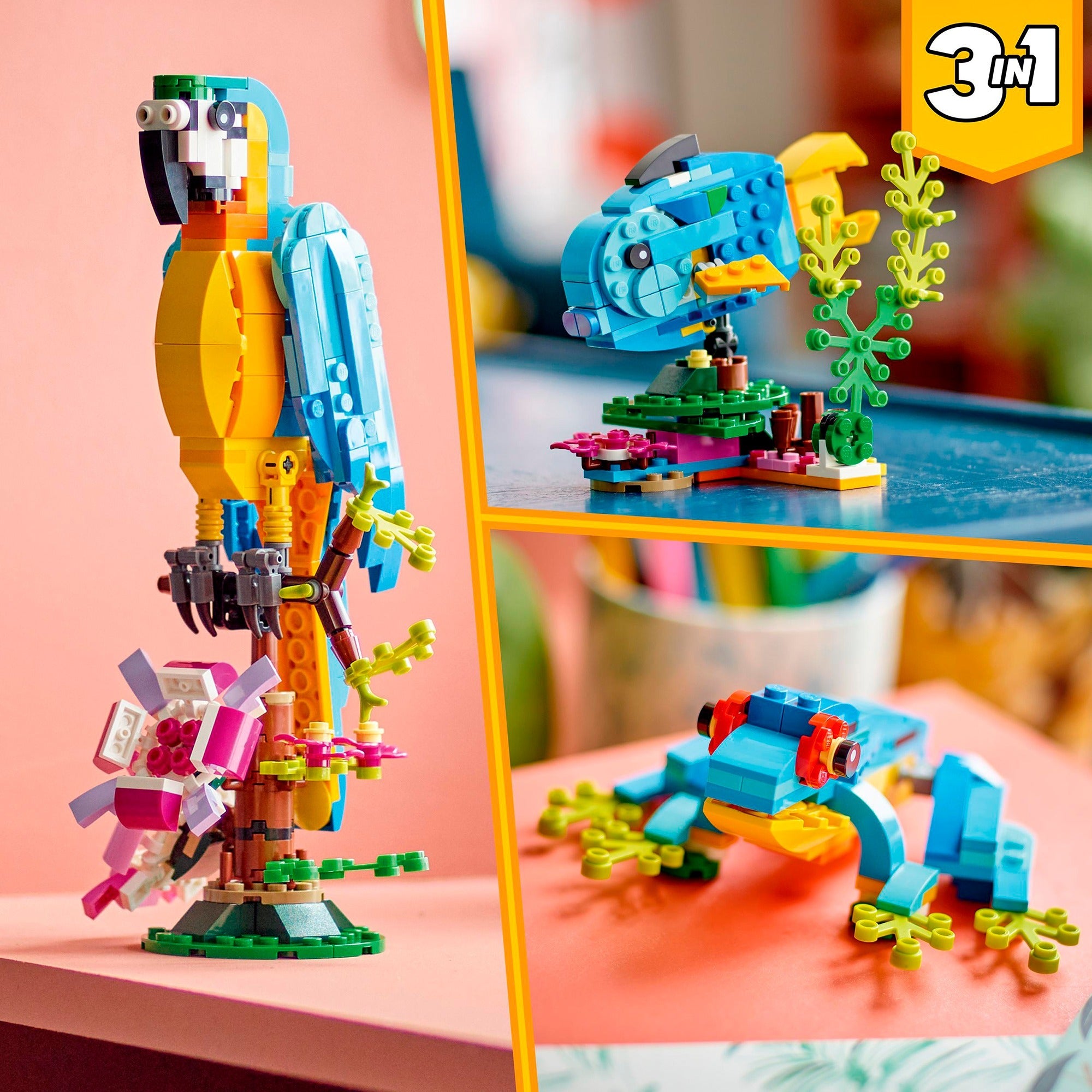 Lego creator 3-in-1 - exotische papegaai constructiespeelgoed (31136)