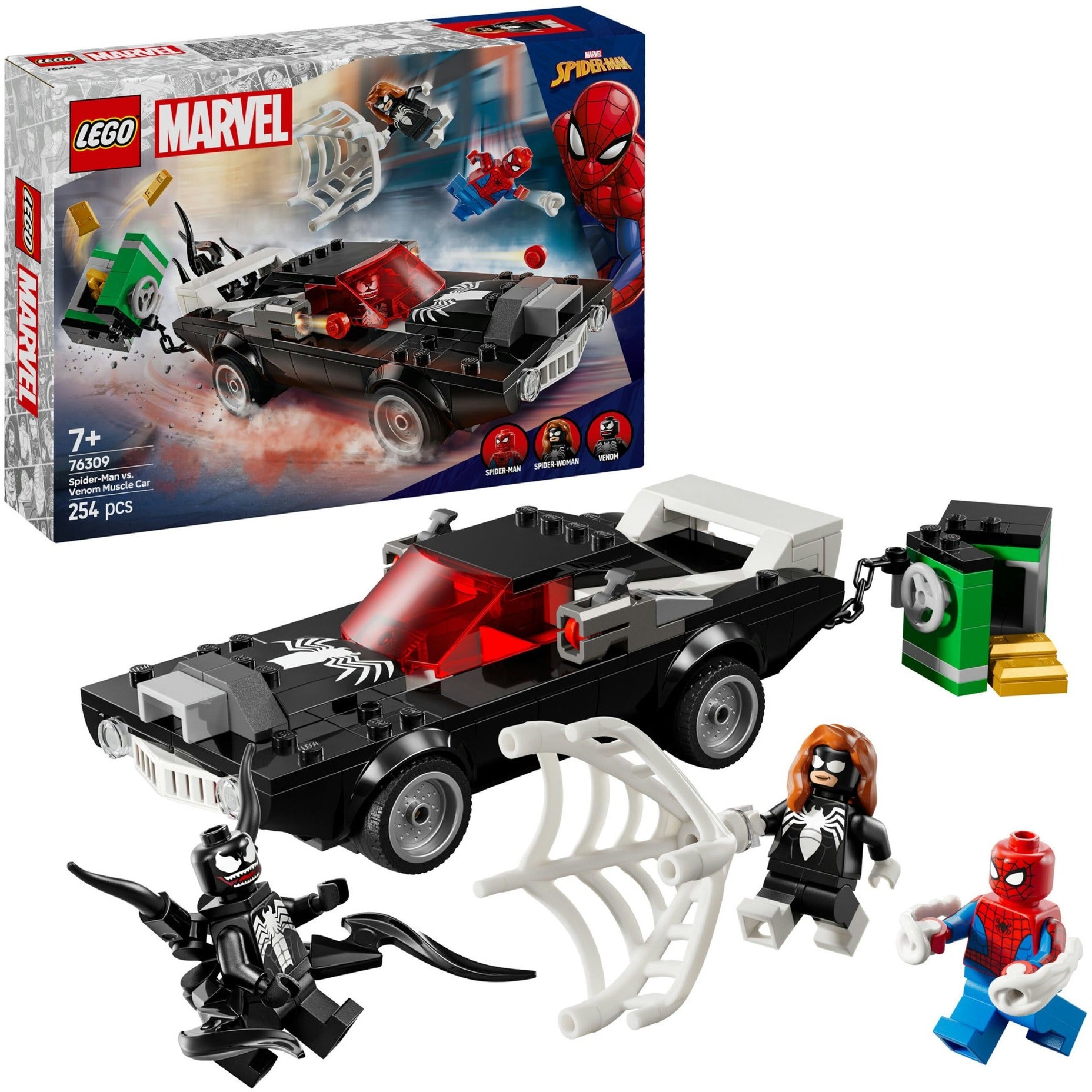 Lego super heroes 76309 spider-man vs. venoms klassieke auto