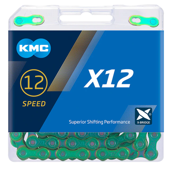 KMC - kette "x12" chain x12 126 links aurora/green