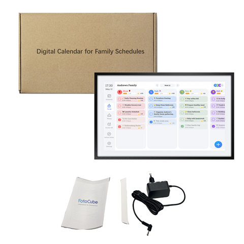Benel - Benel Fotocube 3-in-1 digitale fotolijst met kalender pw156-ca zwart 15.6 inch