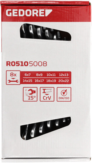 Gedore red r05105008 steeksleutelset sw6-22 lang metrisch 8-delig 3300959 - r05105008