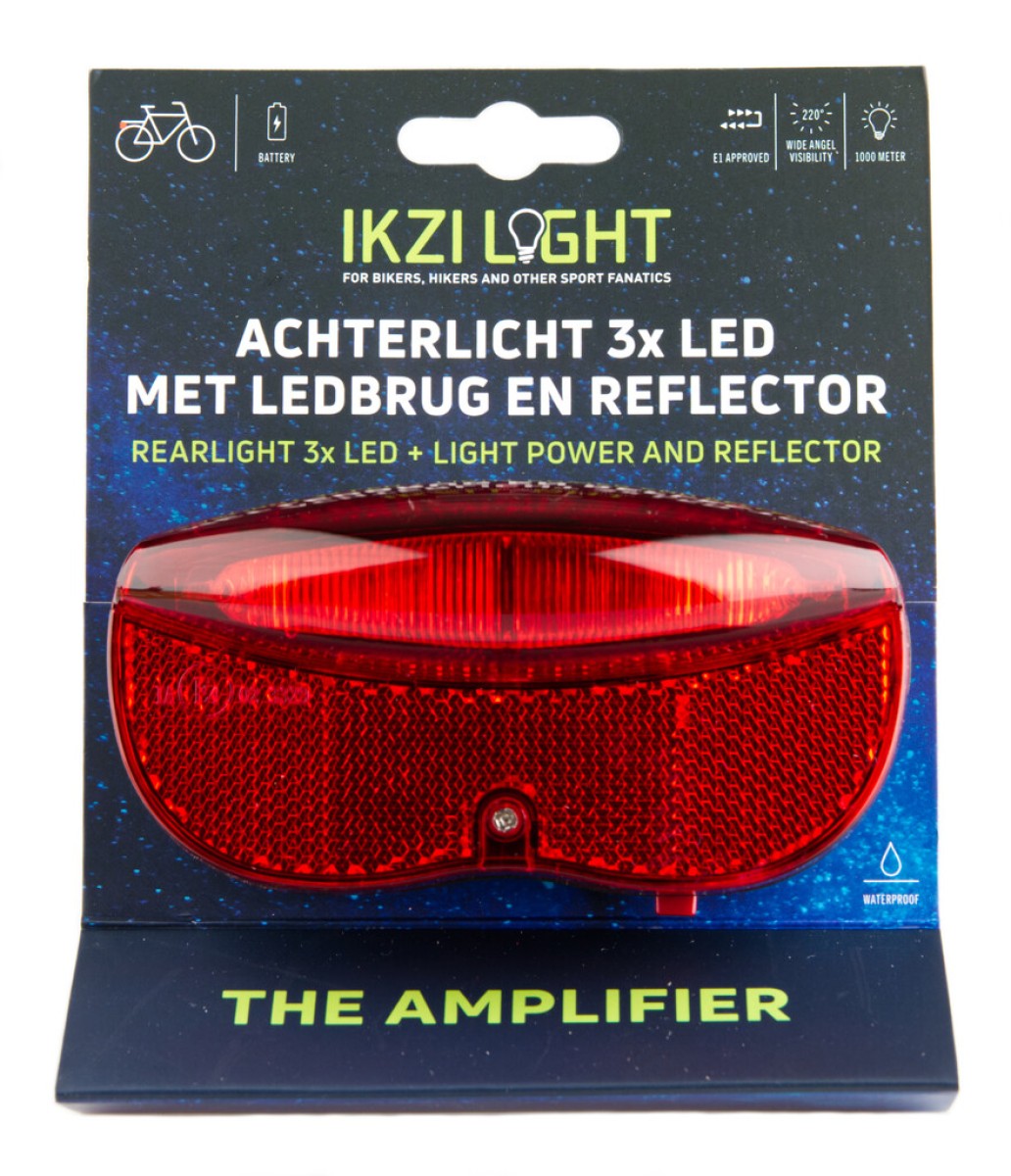 Feu arrière Ikzilight batterie on/off 3xLED 50 mm sur carte