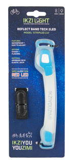 Ikzi light armband stripled 2x rode led, transparant blauw