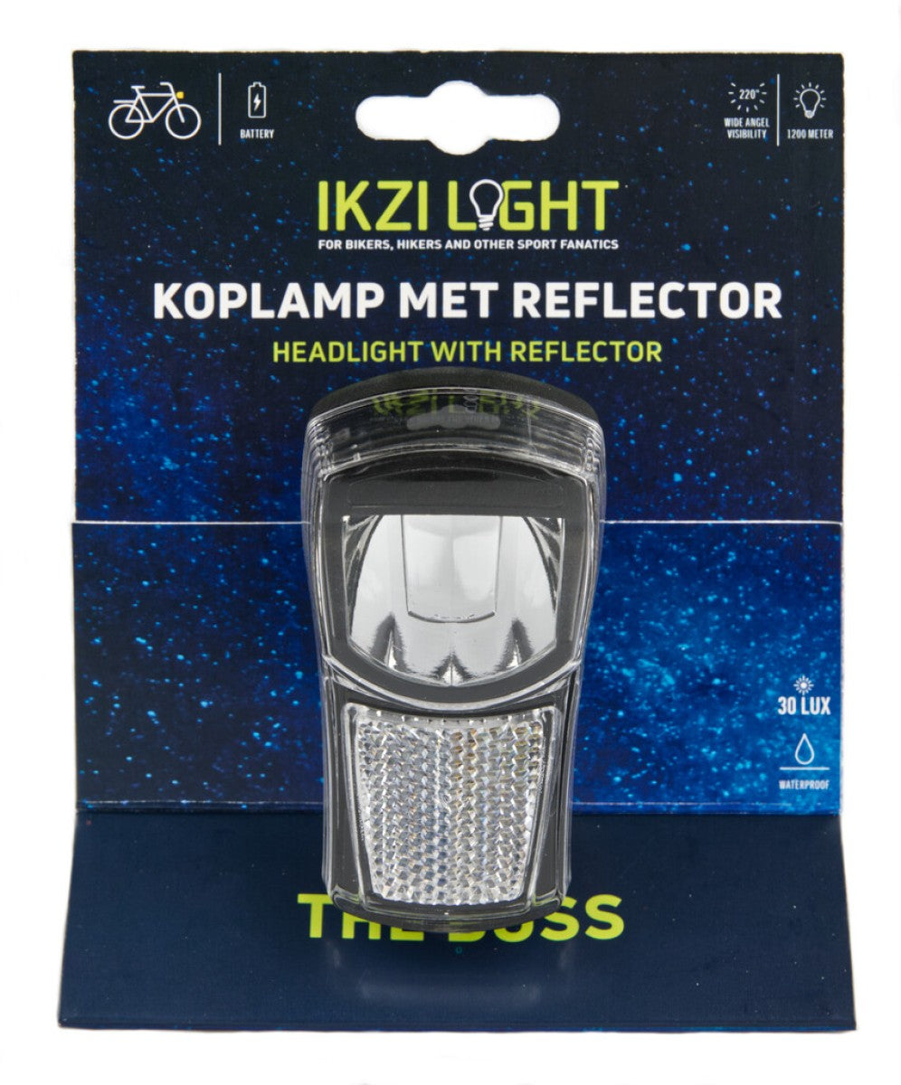 Phare Ikzilight The Boss, 1 LED blanche 20LUX. avec support et piles (emballage suspendu)