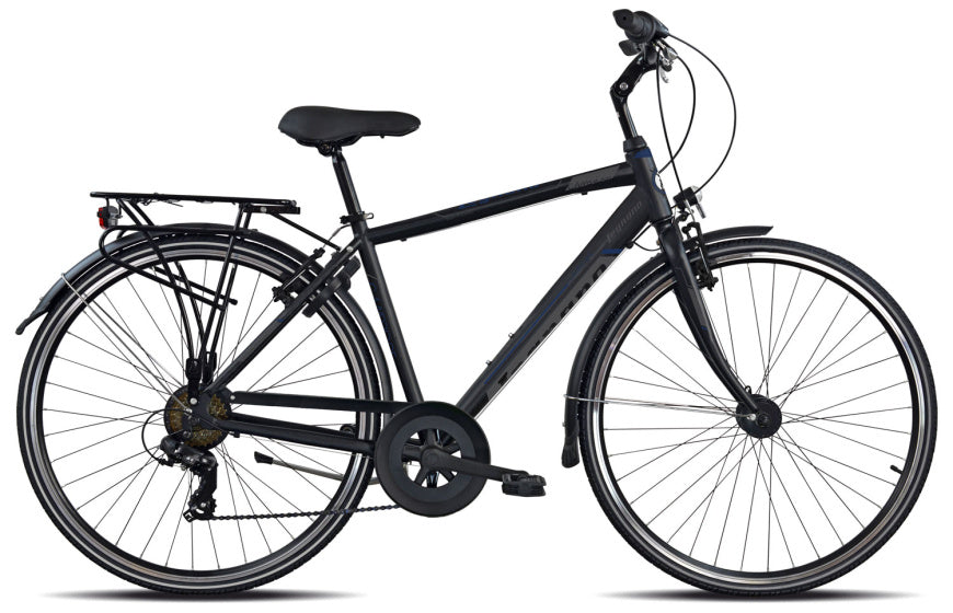 Legnano Cambridge 28 Inch 54 cm Heren 7V V-Brakes Matzwart Grijs