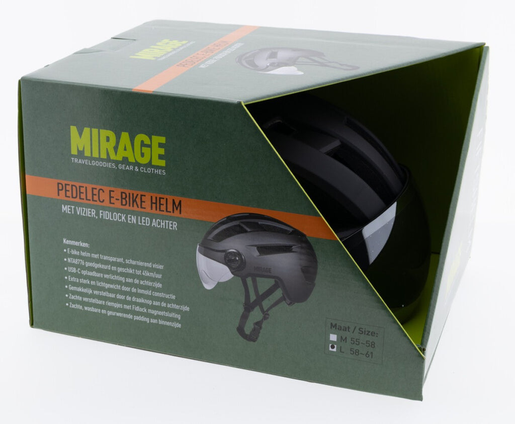 Buzaglo - Buzaglo e-bike helm 55-58cm nta m/vizier/fidlockledmat zw