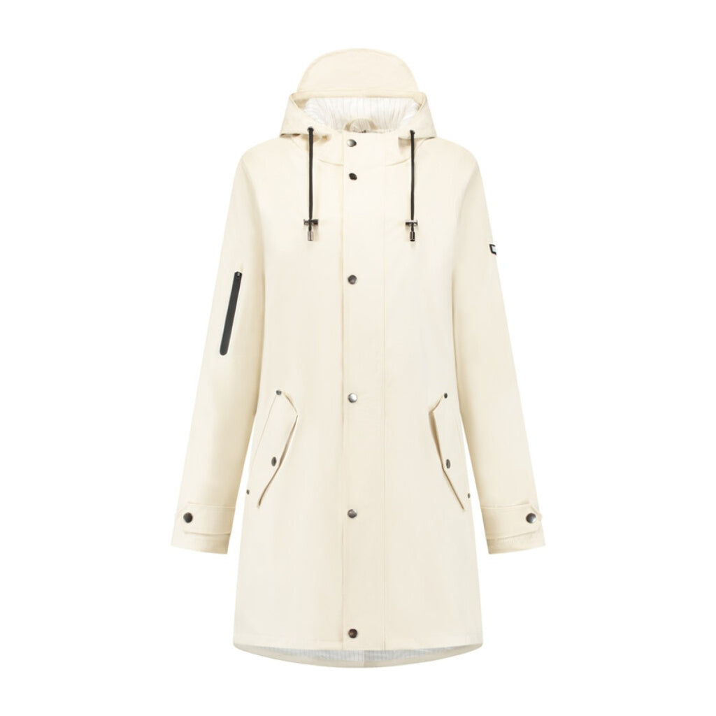 Mirage regenjas rainfall trenchcoat - maat m - gemaakt van polyester soft touch - off white