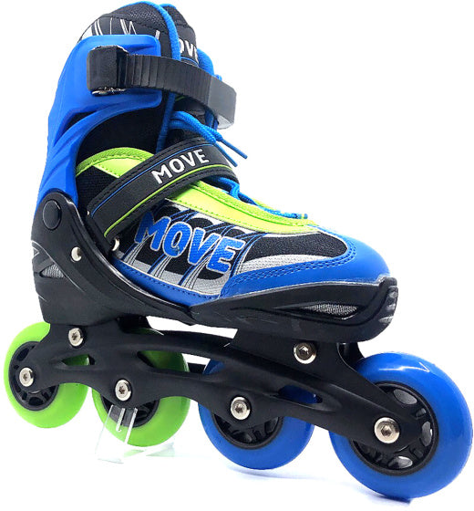 Move Inline skates Fast semi-softboot verstelbaar blauw groen maat 30-33