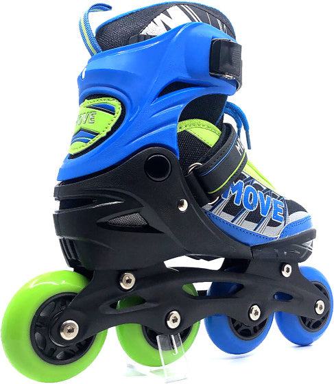 Move Inline skates Fast semi-softboot verstelbaar blauw groen maat 30-33